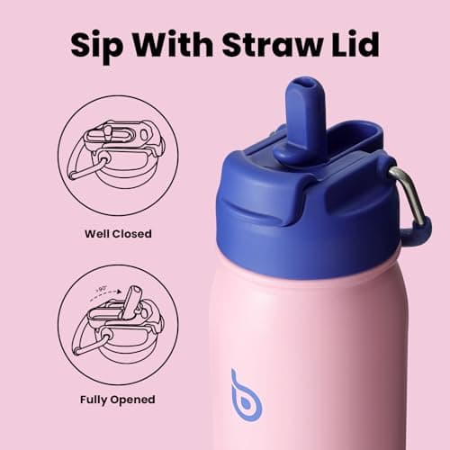 BOTTLE BOTTLE 16oz(470ml) Stainless Steel Kids Insulated Sports Water Bottle with Straw and Pill Holder for Gifts and School (Bubble Candy) — view 3