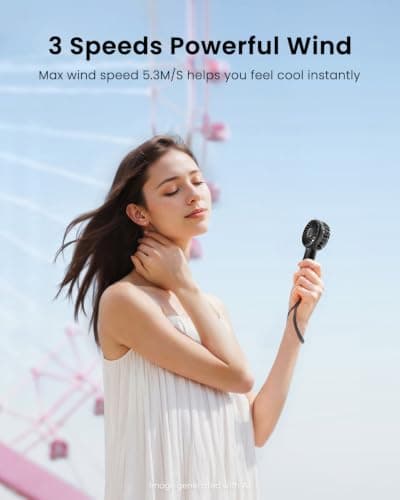 Gaiatop Mini Portable Handheld Fan, Travel Essentials for Women Girl Black — view 2