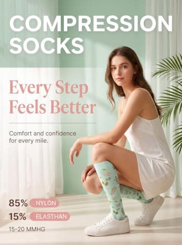 6 Pairs Compression Socks for Women and Men,15-20 mmHg Travel Flight Socks — view 5