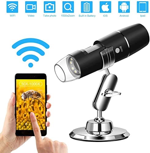 WADEO Wireless Digital Microscope, [1000X] [WiFi/USB] 8 LED Light Portable Handheld Microscope, Compatible with iOS, Android, Smartphone, Tablet — view 2