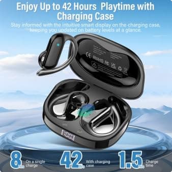 Wireless Earbuds, Bluetooth 5.4 Open Ear Headphones with Ear Hooks, 42H — view 4