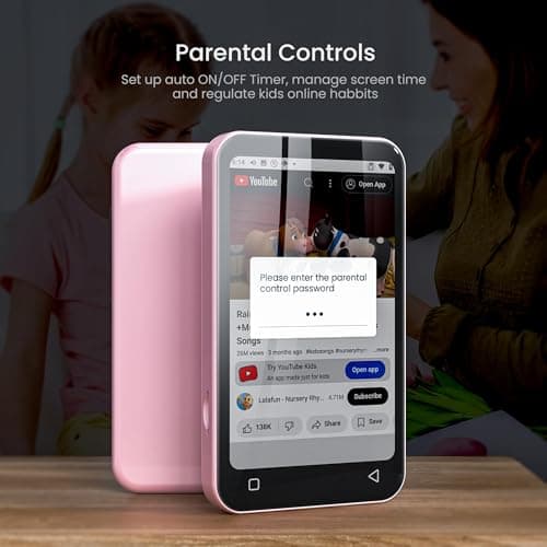 TIMMKOO 16GB Kids MP3 Player with Bluetooth and WiFi, Parental Controls, 4" Music Player with Spotify, Audible Up to 1TB （Pink） — view 2