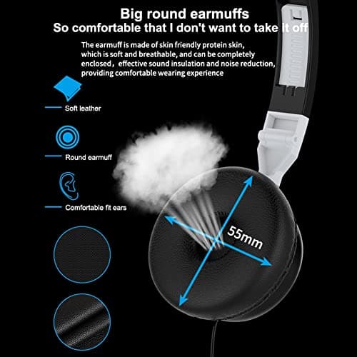 Lightweight Wired Foldable Headphones, On-Ear Headphones, Over Ear Head Phone with Cable — (Foldable, Aux Jack 3.5mm) Black — view 3