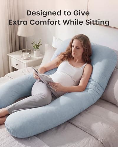 Nuliie Pregnancy Pillow for Sleeping, U Shaped (Blue) — view 3