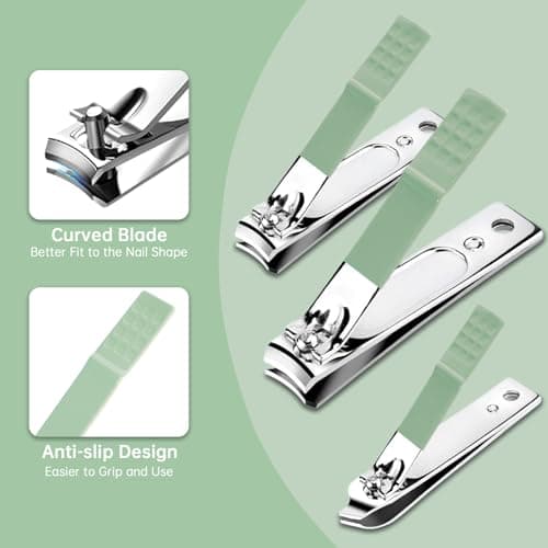 START MAKERS Manicure Set - 16 in 1 Professional Nail Clipper Set - Stainless Steel Pedicure Kit Nail Care Kit for Men Women with Storage Travel Case, Green — view 3