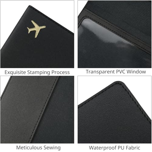 ILIYAH PU Leather Passport Holder Cover for Women Men Credit Cards Boarding Passes Travel Wallet Case(Black) — view 4