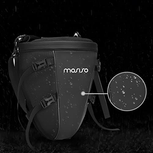 MOSISO Motorcycle Tail Bag Multifunctional Waterproof Saddle Bag, Black — view 6