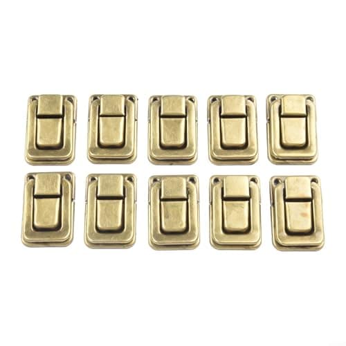 10PCS Retro Luggage Buckles Metal Lock Clasps for Wooden Boxes Furniture Hardware - Antique Iron Latches 25x38mm Classic Suitcase Repair Kit(Yellow Bronze) — view 5