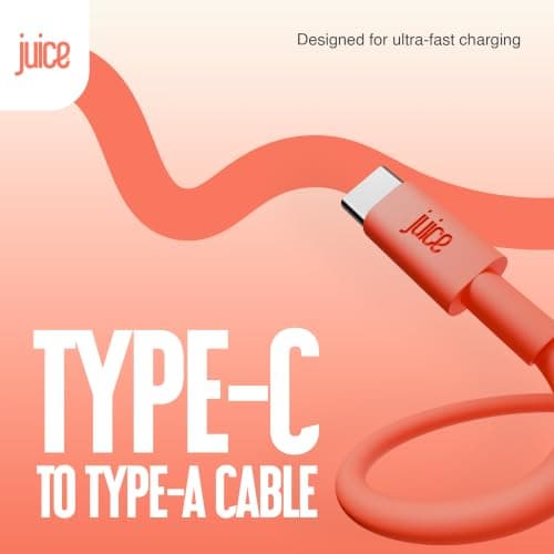 Juice USB Type C 3m Charger and Sync Cable for Samsung Galaxy S20, S10, S9, S8, S20 Plus, Huawei P30, P20, Sony, Apple Ipad 2020, Pro 2020, Air 2020 - Coral — view 2