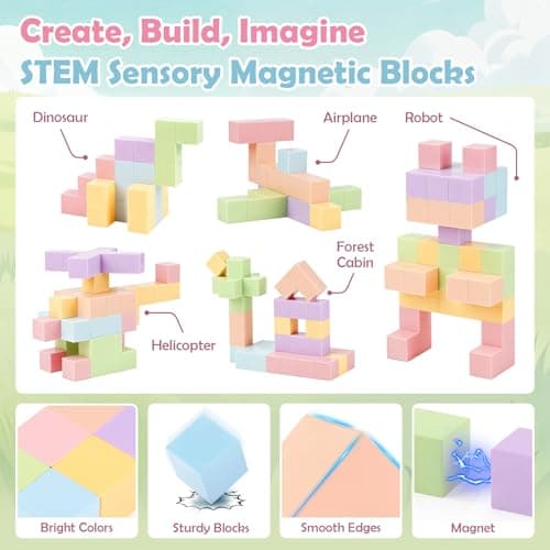 Dreamon 52PCS Mini Magnetic Blocks Travel Magnetic Building Blocks for Kids with Tin Box Magnet Cubes Tiles Montessori STEM Toy Girls Toddlers Boys Gifts Aged 3 4 5 6 Years Old — view 3