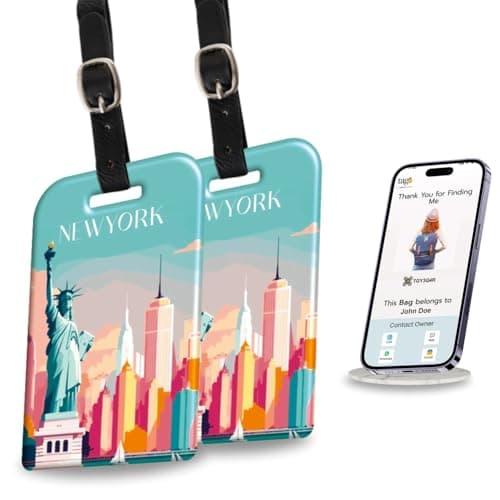 [Pack 2] tag8 New York Smart Bag tag |Trendy Luggage tag ID Fashionable Digital Name tag | Airline Compliant, SITA World Tracer Code Enabled | Travel Gift idea, Collectible