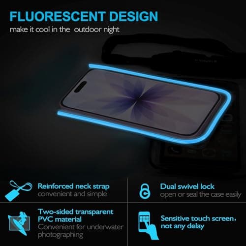 ivoler [Pack of 2 Waterproof Phone Pouches [IPX8 Certified] Case/Cover/Case for Smartphones Universal Protective Bag for iPhone, Samsung, Huawei, Up to 6.8 Inches (Blue) + Green — view 5