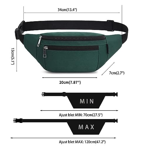Bumbags Waist Fanny Packs for Men Women Fashion Bum Bag with Adjustable Belt for Sport Running Hiking Jogging Travel Cycling Walking Dog Boys Ladies (Olive) — view 4