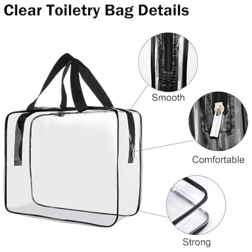 3 Pcs Clear Toiletries Bag, Clear Travel Toiletries Bag, Portable Makeup Organizer Bags, PVC Waterproof Transparent Travel Toiletry Bag with Zippers, for Business Bathroom, Travel Business — view 4