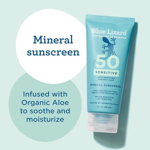 Blue Lizard SENSITIVE Mineral Sunscreen with Zinc Oxide, SPF 50+, Water Resistant, UVA/UVB Protection with Smart Cap Technology - Fragrance Free, 3 oz. Tube — view 4