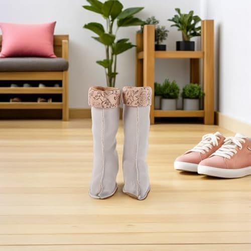 CLISPEED 2pcs Warm Fleece Liners Boot Socks Women Beige Thick Thermal Polyester High 32cm Stylish Resilient Comfort Hiking Boots Travel Adventure Inserts — view 2