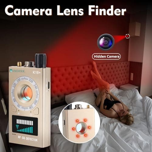 JMDHKK K18+ Hidden Camera Detector, Spy Camera Finder, Bug Detector, Magnetic Field Detector, Listening Device Detector – Privacy Protection Tool for Home, Office, Hotel, and Travel Security(Gold) — view 4