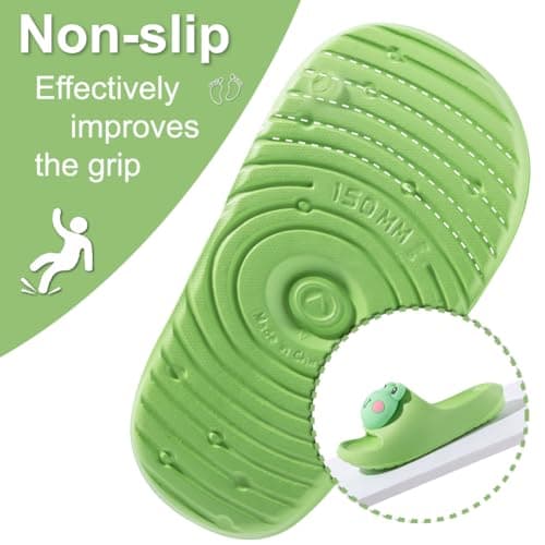 Fadezar Kids Sliders Toddler Summer Slippers for Boys Girls Beach Flip Flops Anti-slip Pool Shower Slide Sandals for Children Green 762 Toddler UK 7.5/8 (Label Size 170mm) — view 4