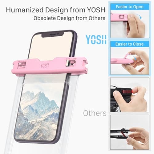 YOSH Waterproof Phone Pouch [IPX8 Certified], Fits Up to 7.0", Pink — view 2