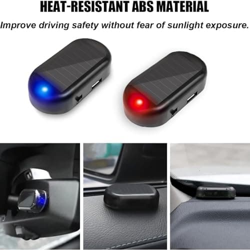 JinRui-T 2PCS Solar Power Fake Car Alarm LED Light Simulated Dummy Warning Anti-Theft LED Flashing Security Light Car Alarm System Lamp with USB Port Blue & Red Light — view 6