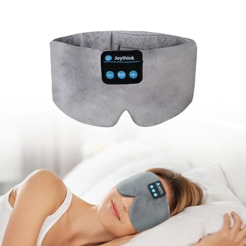 Joythink Sleep Headphones Wireless Eye Mask Kids Children Silk Wireless Headband Headphones for Sleeping with Adjustable Speaker Wireless Earbuds Side Sleeper Travel Meditation Music Mask Grey
