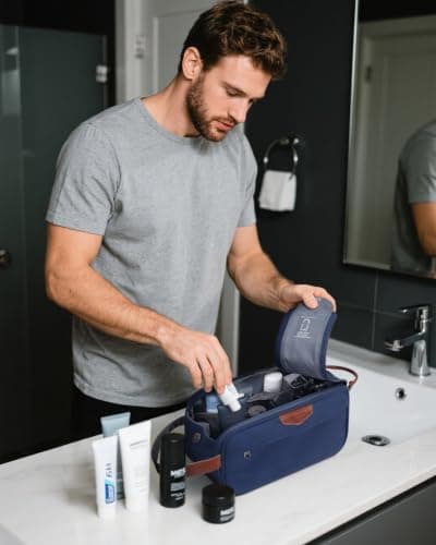 ECOHUB Toiletry Bag for Men, Wide-Open Travel Wash Bag with Wet Pocket — view 4