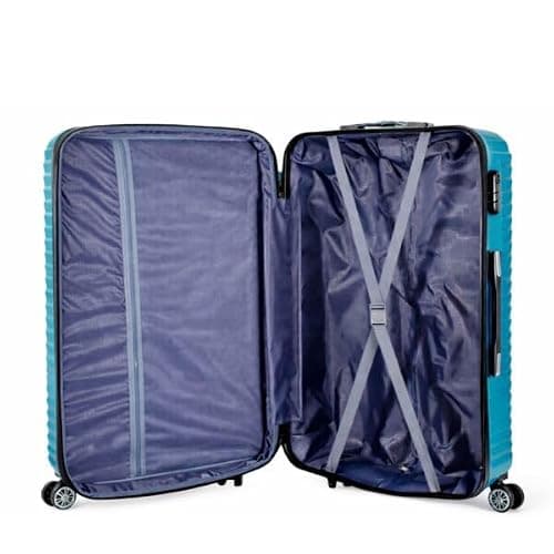 Set of 3 Pieces Luggage Hard Shell Suitcase, Teal — view 4