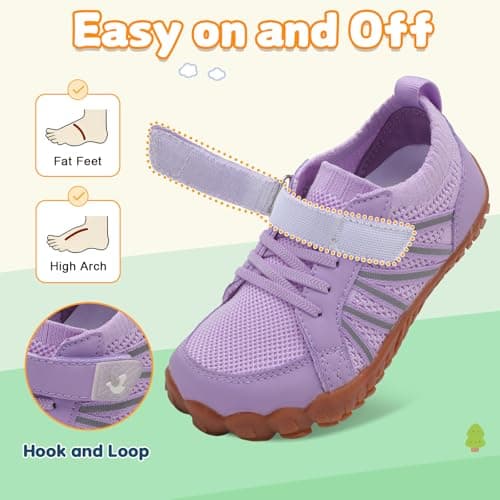 JOINFREE Kids Girls Shoes Wide Toe Barefoot Walking Shoes Purple — view 3