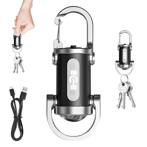 500LM Super Bright Mini Keychain Flashlight Waterproof LED Rechargeable Lumilink Torch Light High Lumens EDC Pocket Flashlight for Emergency Power Outdoor Hiking Camping (Black) [Energy Class A+++]