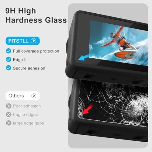 FiTSTILL Tempered Glass Screen Protector with Silicone Lens Cap for DJI Osmo Action 4,Ultra HD 9H Hardness,Scratch Resistant Bubble Free Action 4 Accessories — view 2