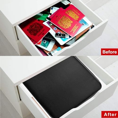 Fireproof Document Box, Waterproof File Organiser Box, Safe Portable Home Fire Lockable Storage Boxes, Collapsible Travel Document Holder, File Storage Boxs with Inserts Bags and Zipper (Grey) — view 6