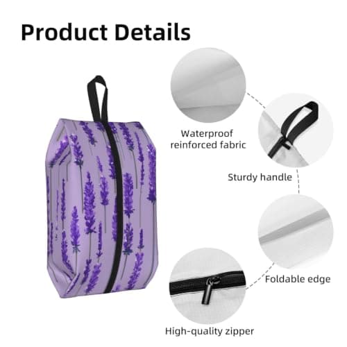 Lavender Stamp Print Waterproof Shoe Bag Travel Bag with Carry Strap Storage Bag Versatile Cosmetic Bag-2pcs — view 4
