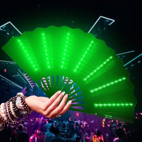 Light Up Rav-e Fan, Folding Handheld Fa-n, Light U-p Hand F-an, Led Handhe-ld, Portable With Light, L-ight Up Festival Folding, Travel Multipurpose Handheld Fa-n, Carnival Accessories — view 4