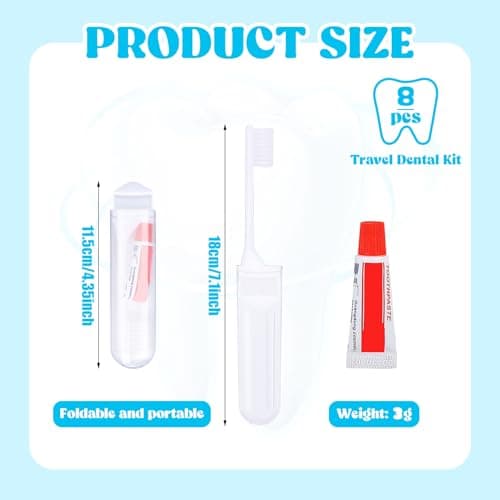 Zuimei 8Pcs Travel Toothbrush Set, Foldable Toothbrush with Mini Toothpaste — view 2