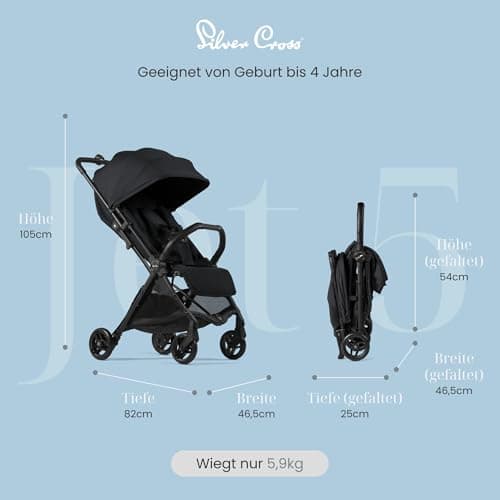 Silver Cross - Jet 5 Compact Pushchair - Travel Stroller - Foldable & Lightweight Stroller/Travel System - Cabin Size - Car Seat Compatible - Newborn to 4 years - Space — view 3