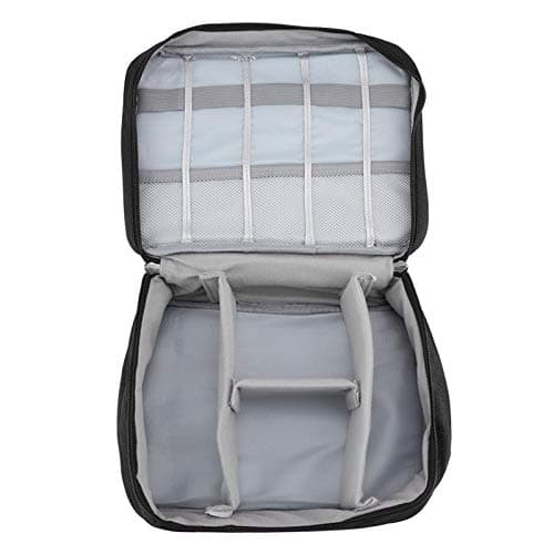 Aramox Travel Storage Bag Polyester Nylon Clothes Organizer 24.5x18x10cm Multiple Grid Portable Storage Box for Travel Dorm Underbed Winter Clothes Accessories (Black)