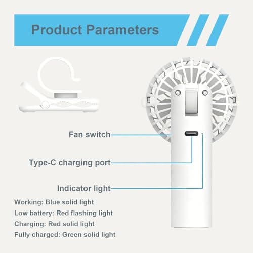 Civori Portable Mini Clip Fan, 3 Speed 90° Adjustable Umbrella Fan, Detachable Wearable Handheld Personal Cooling Fan for Stroller, Camping, Outdoor, Travel（White） — view 4