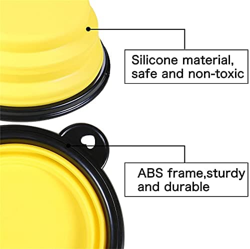Collapsible Dog Bowl,Collapsible Dog Water Bowls for Cats Dogs, Portable Pet Feeding Watering Dish,Portable Dog Water Food Bowl with Carabiner (Small(350ML), Red+yellow) — view 3