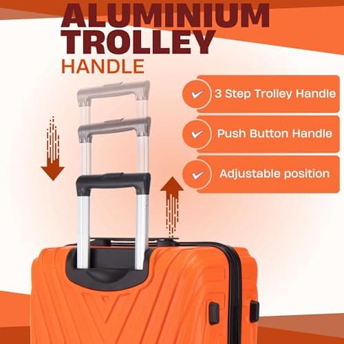 DK Luggage 24" Medium Hard Shell Suitcase Luggage 4 Wheel Spinner ABS101 (Orange ABS101, 24" Medium) — view 4