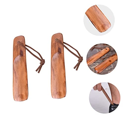EXCEART 2 Pcs Shoe Horn Short Handle Wooden Shoe Horn Small Travel Shoe Horns for Men, Women — view 5