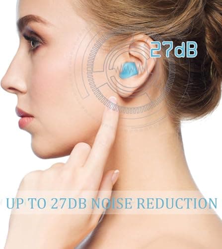 Silicone Ear Plugs for Sleeping, 6 Pairs 27dB Re-Usable Waterproof Noise Cancelling Premium Moldable Ear Plugs for Sleeping, Travelling, Studying Noise Reduction Blue — view 2