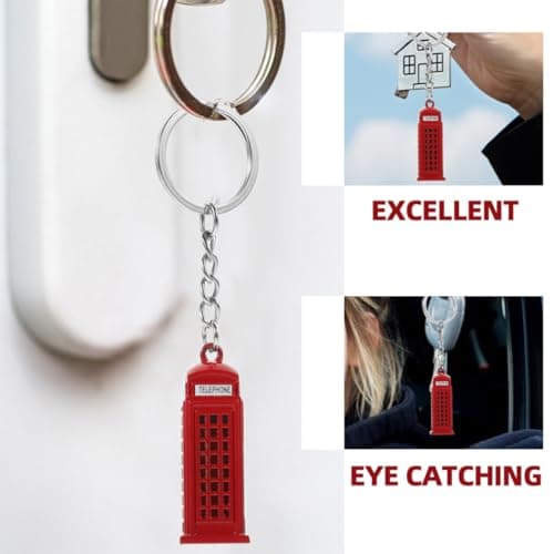 EXQUIMEUBLE 2pcs London Souvenirs Keyrings Featuring Metal Telephone Booth Keychains Made of Zinc Alloy, Compact and Lightweight Car Key Holders as Stylish Travel Souvenirs or Elegant Presents — view 3