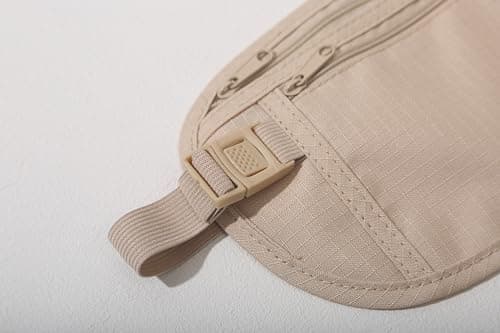 yuandnn Money Belt, Passport Holder Secure Hidden Travel Wallet with RFID Blocking, Adjustable Undercover Fanny Pack with 2 Pockets for Men Women (Khaki) — view 3