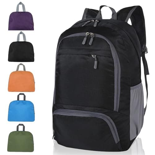 GUZHAIREN 30L Foldable Backpack, Waterproof Rucksack for Men Women, Black
