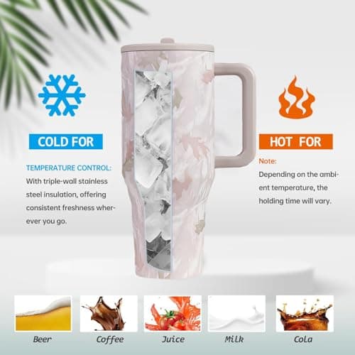 ZHUIYIWIN Tumbler with Folding Straw and Handle, Water Bottle Coffee Cup Travel Mug for Cold or Hot Drinks, Double Wall Stainless Steel Vacuum Insulated Tumbler (Camo, 890 ml) — view 4