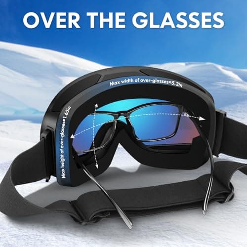 DADA-PRO Ski Goggles Mens Women Skiing Goggles Adults Over Glasses OTG Anti Fog Frameless For Snowboard Jet Snow 100% UV Protection Helmet Compatible (Orange) — view 3