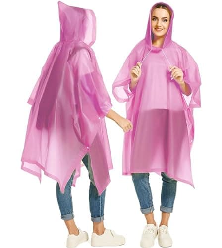 GUKOY Reusable Rain Ponchos for Adults, 2 Pcs Raincoats (Pack of 1) Emergency for Women Men with Hood Pink — view 5