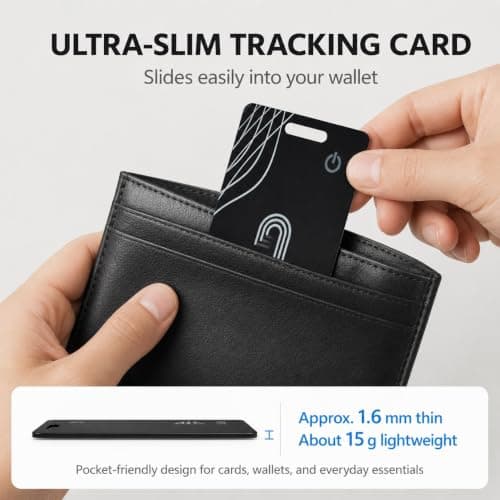 Smart Tracker Card, Work with Apple Find My & Google Find Hub, Wallet Finder Card for iPhone & Android, Wireless Rechargeable Ultra Slim Bluetooth Tracker, Item Locator for Wallet, Luggage and Bags — view 3