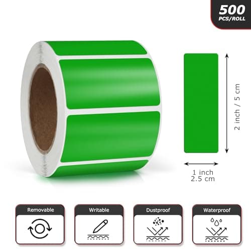 Meitaat Green Rectangular Labels 50 x 25mm Blank Stickers Roll 500 Pcs — view 4