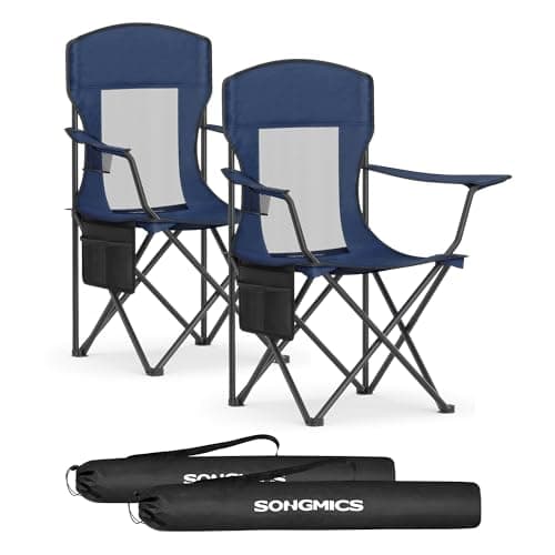 SONGMICS Camping Chairs Set of 2, High Backrest, Weight Capacity 150 kg